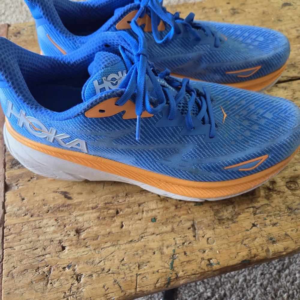 Hoka Vibrant Blue and Orange Sneakers